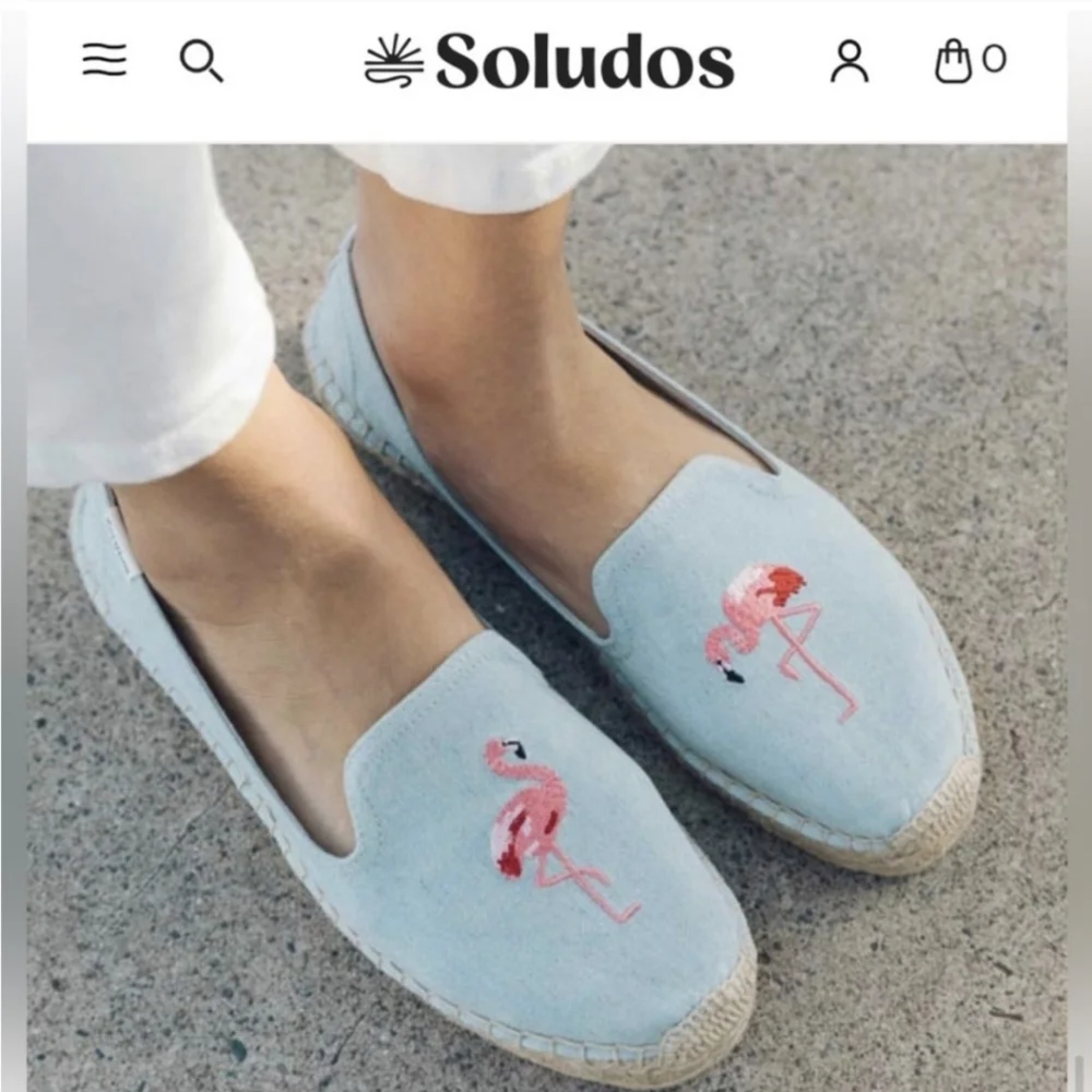 Soludos Cute Flamingo Espadrilles Smoking Slipper Flats - size 9.5